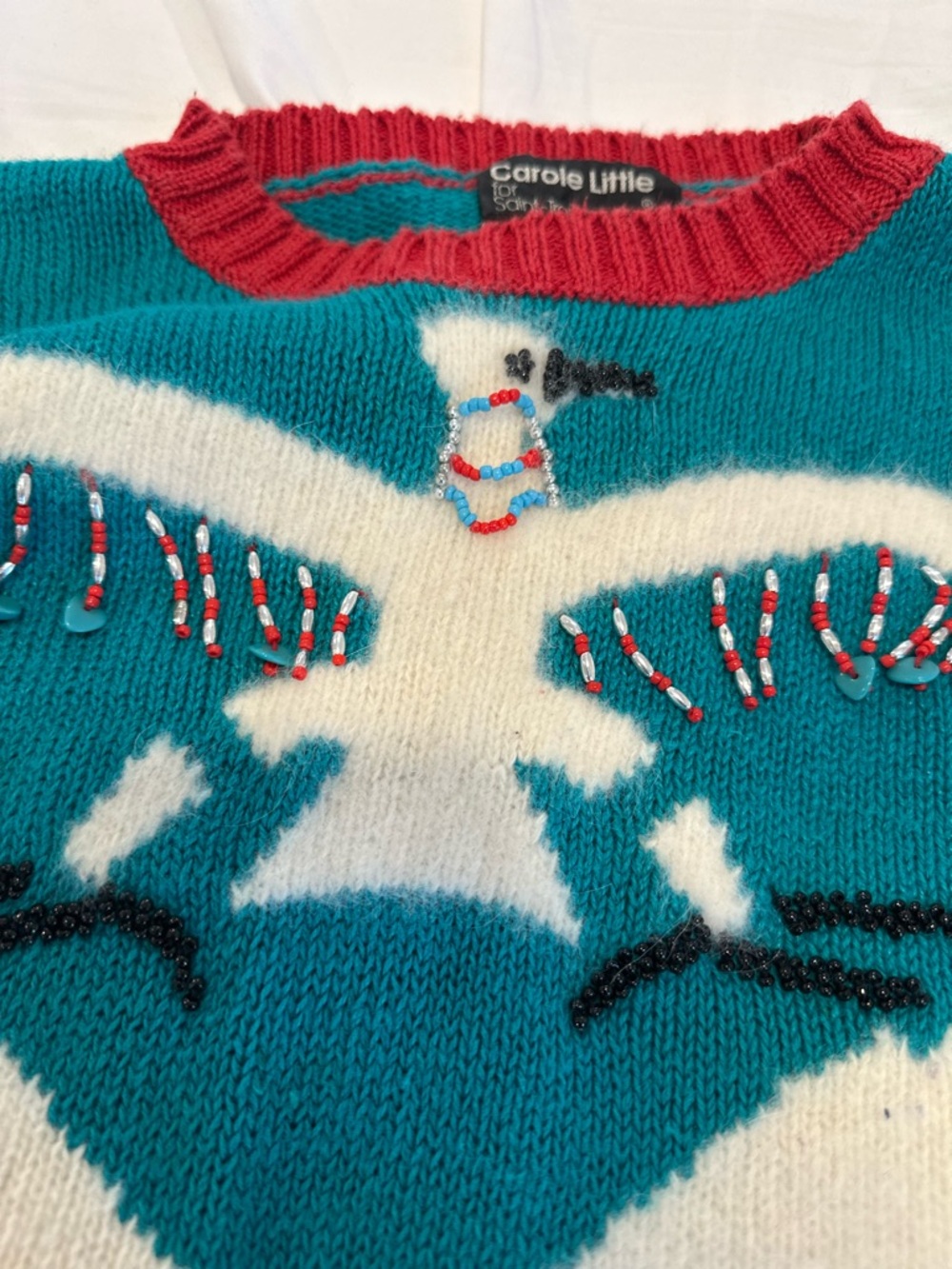 VTG Carole Little Wool/rabbit Blend. Thunderbird Aztec beaded Colorful Sweater. - Picture 11 of 12